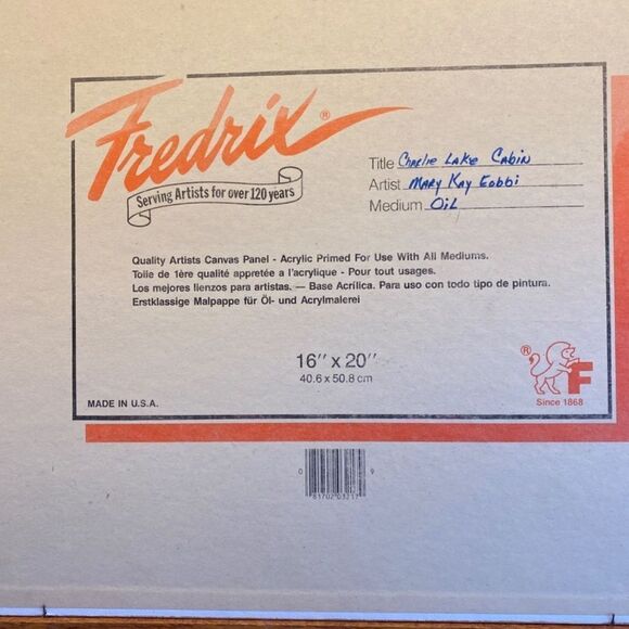 Charlie Lake Cabin Oil Painting By Artist Mary Kay Eobbi 16” x 20” - Picture 4 of 4